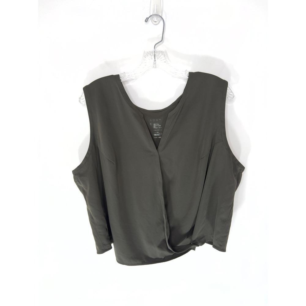 ADAY Green Cool Down Sleeveless Wrap Blouse Cropped Top Basic‎ Classic Size XL